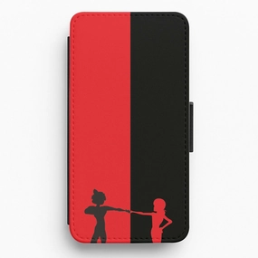 Hand Friendly Red And Black Flip / Wallet Phone Case