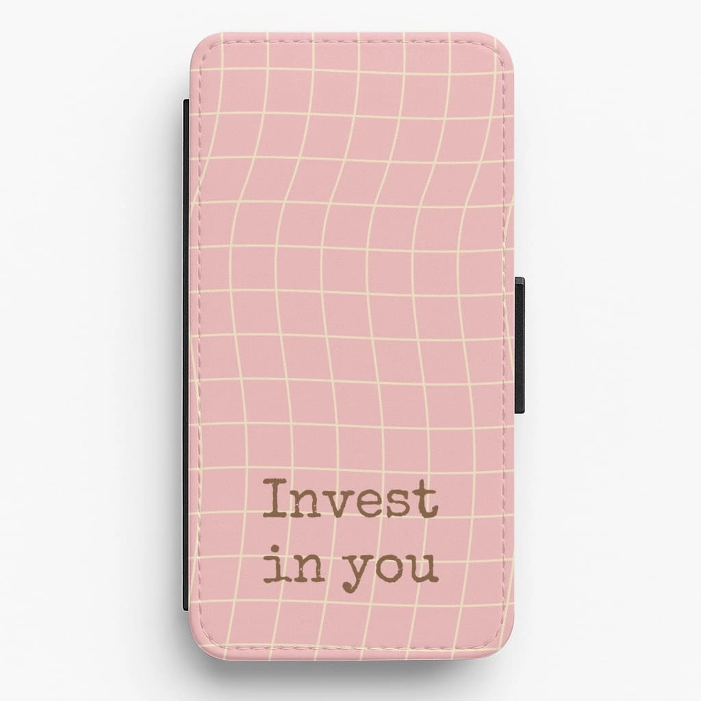 Gloss Surface Layer Invest In You, Baby Pink Flip / Wallet Phone Case