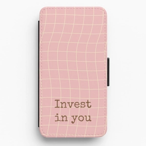 Gloss Surface Layer Invest In You, Baby Pink Flip / Wallet Phone Case