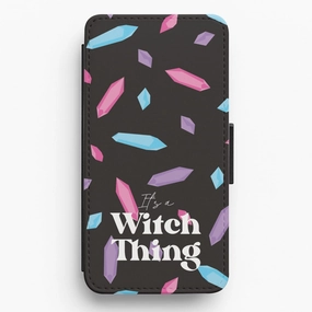 Light Finish Soft Grip Layer It's A Witch Thing Pattern Flip / Wallet Phone Case