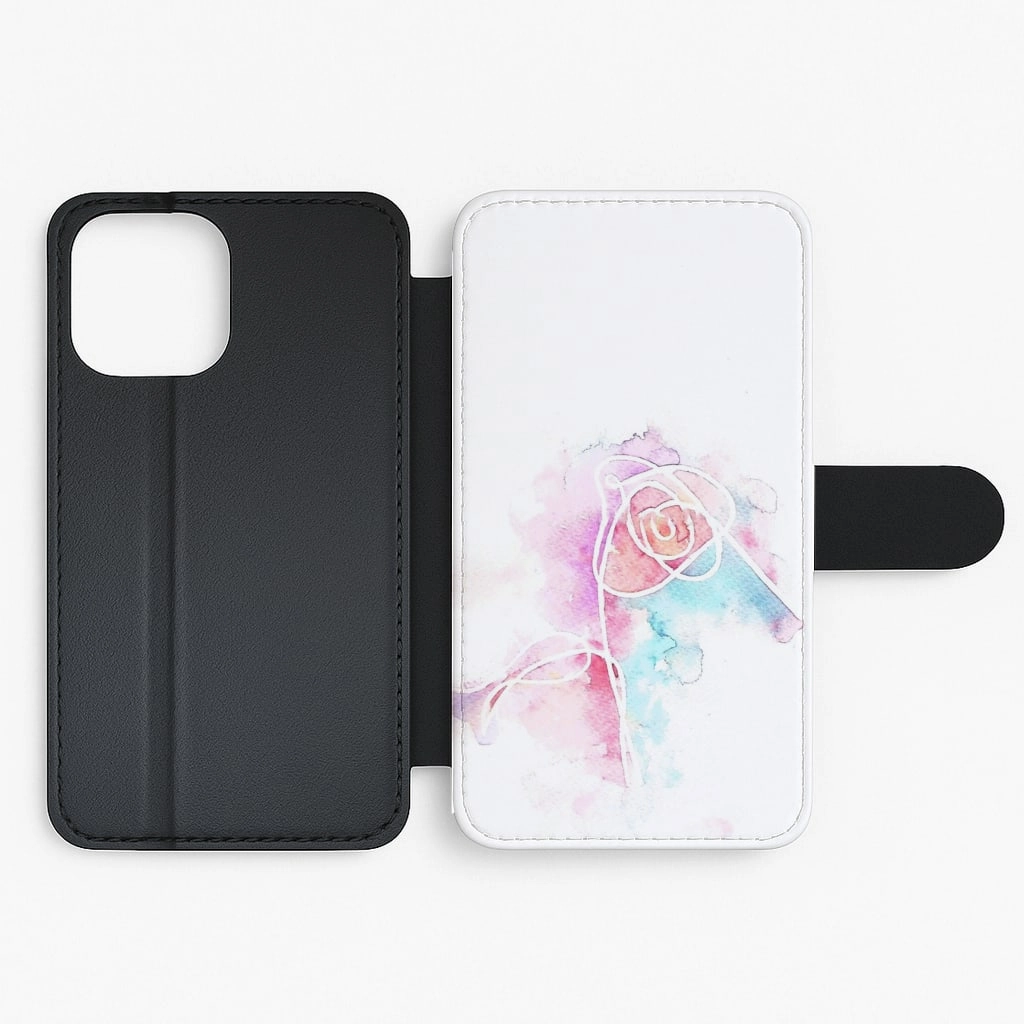 Modern Pattern Layer Soft Texture K-Pop Band Love Yourself Watercolour Painting Flip Wallet Phone Case