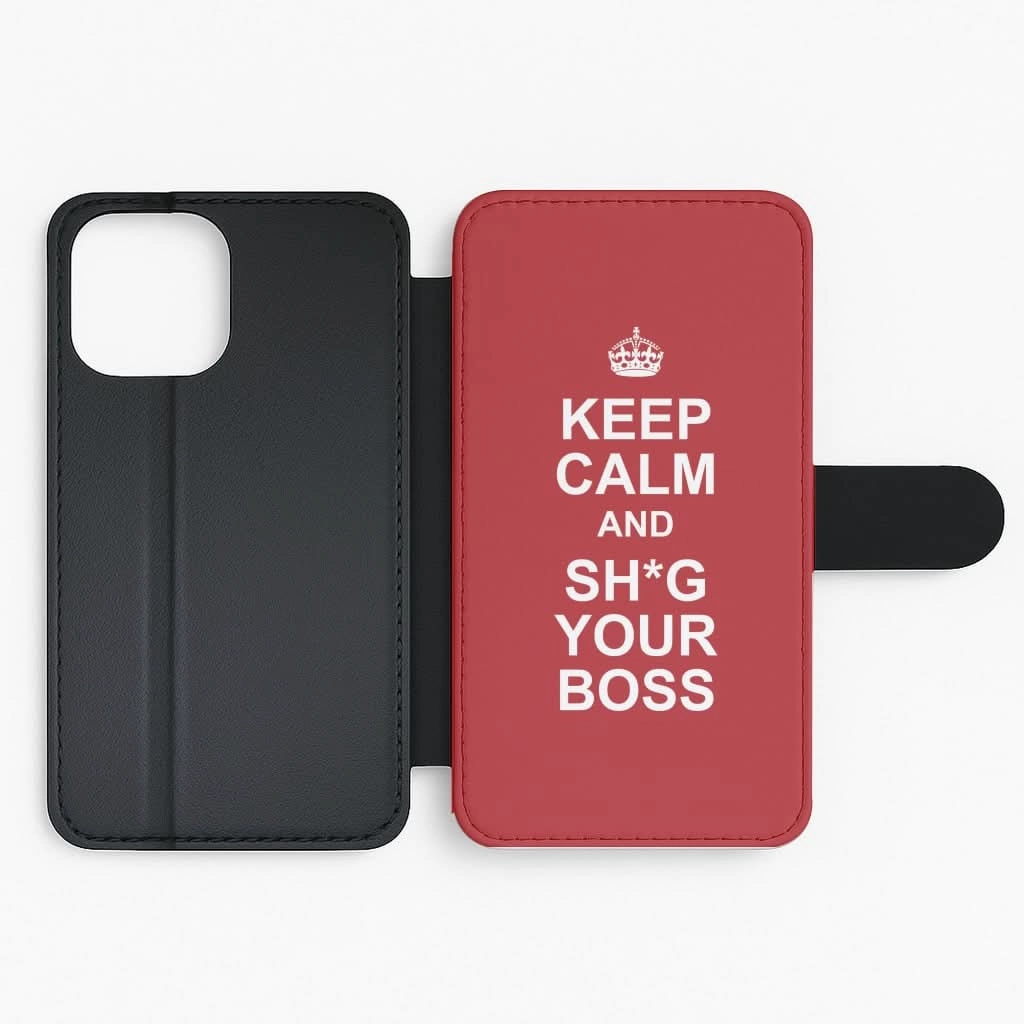 Keep Calm With Your Boss Flip / Wallet Phone Case Lightweight texture Vivid Surface Detail