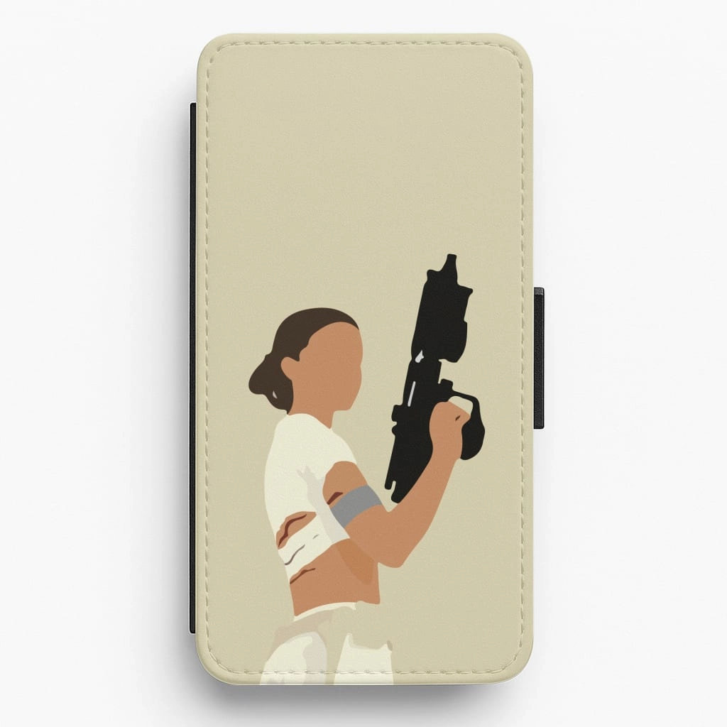 Ergonomic Feel Leia With Gun Flip / Wallet Phone Case