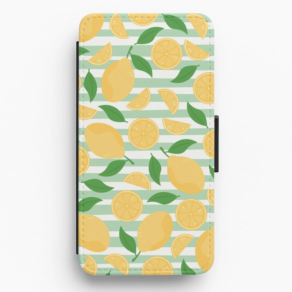 Vivid Detail Texture Lemons Pattern - Summer Flip / Wallet Phone Case