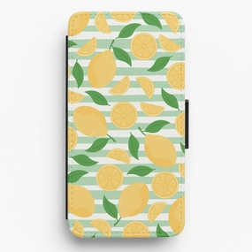 Vivid Detail Texture Lemons Pattern - Summer Flip / Wallet Phone Case