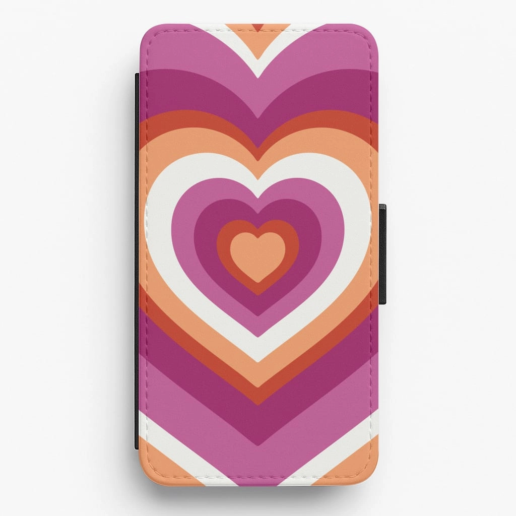 Trendy Layer Lesbian Pride Heart Flip / Wallet Phone Case