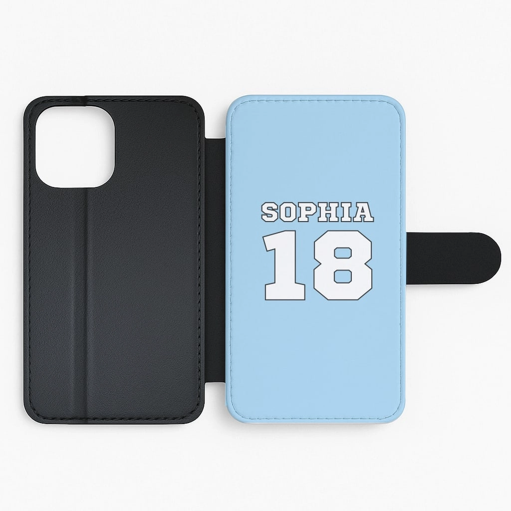 Comfort Pattern Texture Light Blue - Personalised Football Flip / Wallet Phone Case