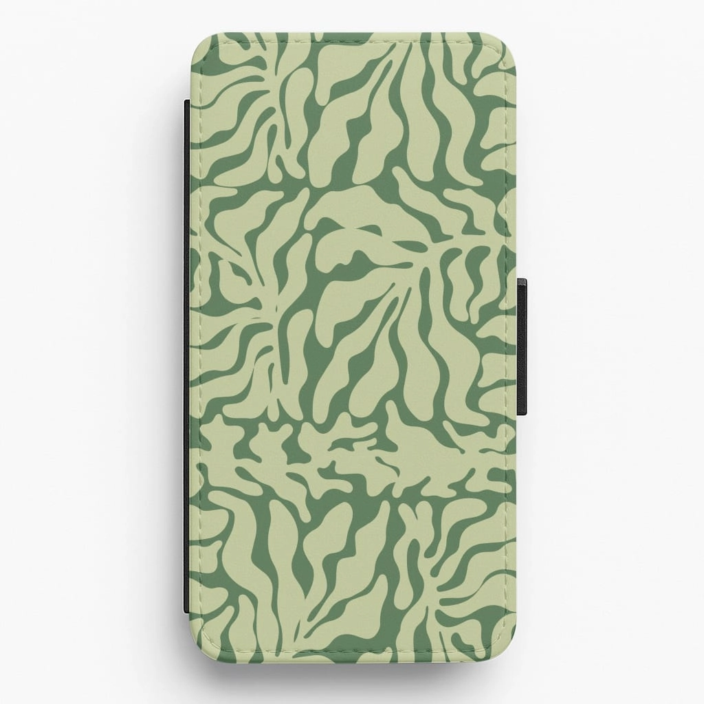 Comfort Edge Texture Light Green Leaf - Foliage Flip / Wallet Phone Case