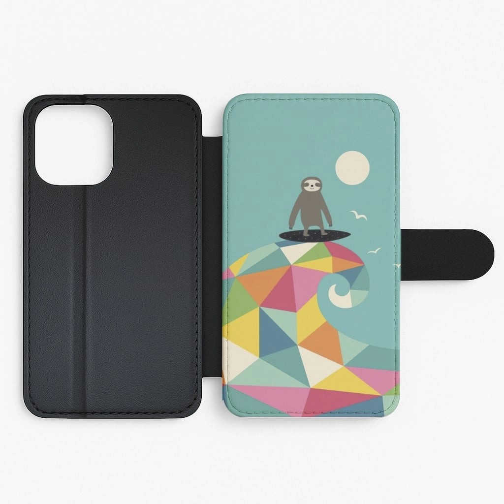 Rugged Grip Surfing Sloth Flip / Wallet Phone Case