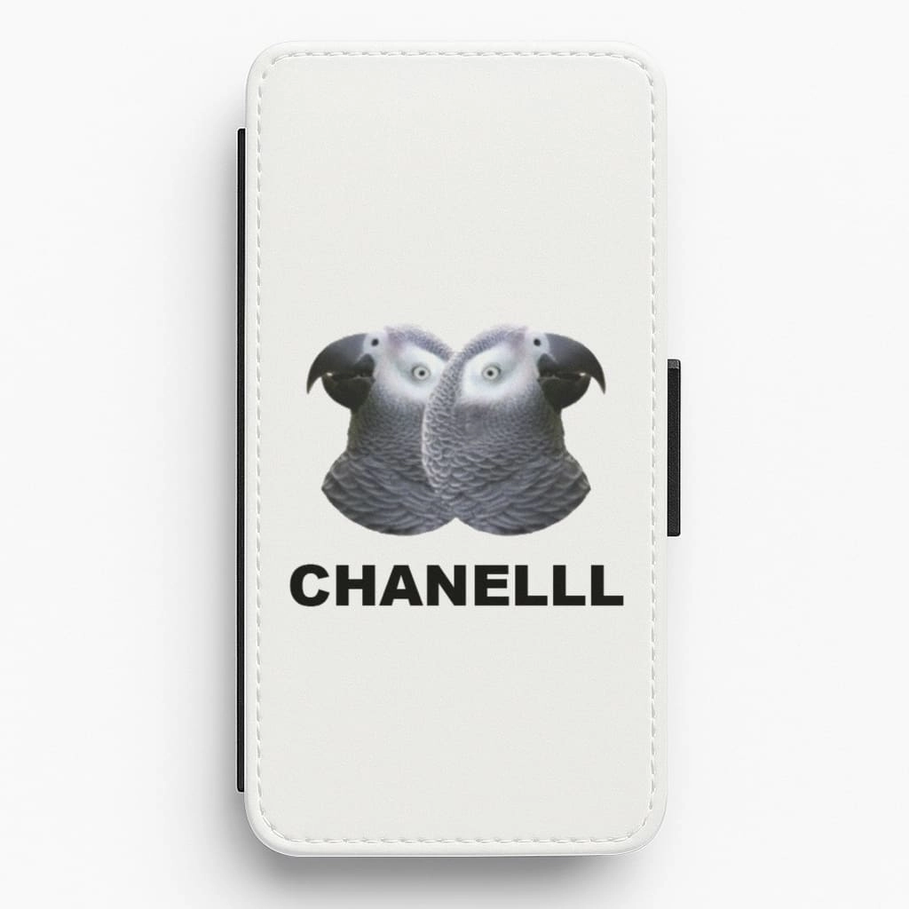 Chanel The African Grey Logo Flip / Wallet Phone Case Ultra Thin Matte Coating