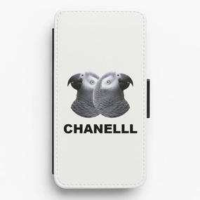 Chanel The African Grey Logo Flip / Wallet Phone Case Ultra Thin Matte Coating