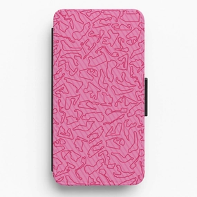Hybrid Form Creative Texture Track Outlines Pink Flip / Wallet Phone Case