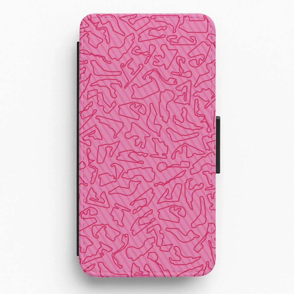 Hybrid Form Creative Texture Track Outlines Pink Flip / Wallet Phone Case