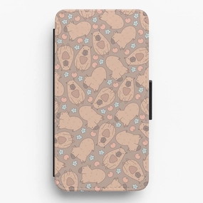 Capybara - Animal Patterns Flip / Wallet Phone Case Port Protection Matte Texture Layer