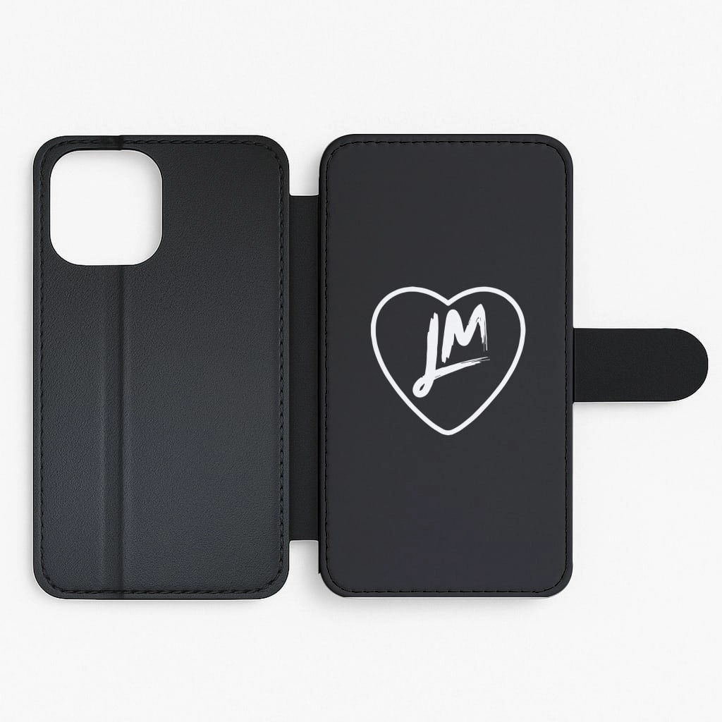Little Mix Heart Flip / Wallet Phone Case - Black Grip Texture