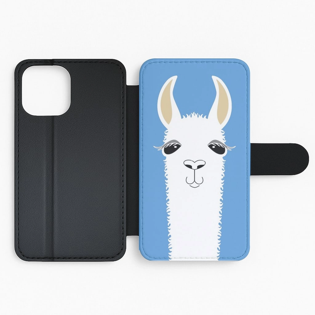 Minimalist Aesthetic Llama Portrait Flip Wallet Phone Case