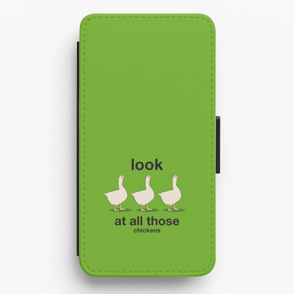Gloss Layer Flexible Detail Look At All Those Chickens - Memes Flip / Wallet Phone Case