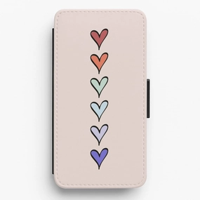 Love Heart Line Flip / Wallet Phone Case Strong Corners