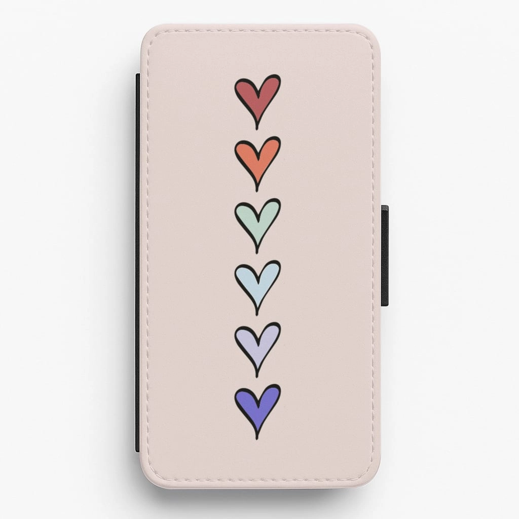 Love Heart Line Flip / Wallet Phone Case Strong Corners