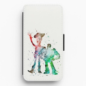Watercolour Woody & Buzz A Story of Toys Fairytale Flip / Wallet Phone Case Soft Texture Modern Design
