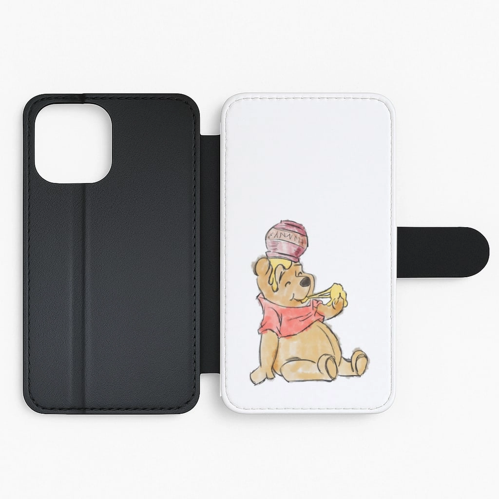 Winnie Sketch Flip / Wallet Phone Case Shock Frame