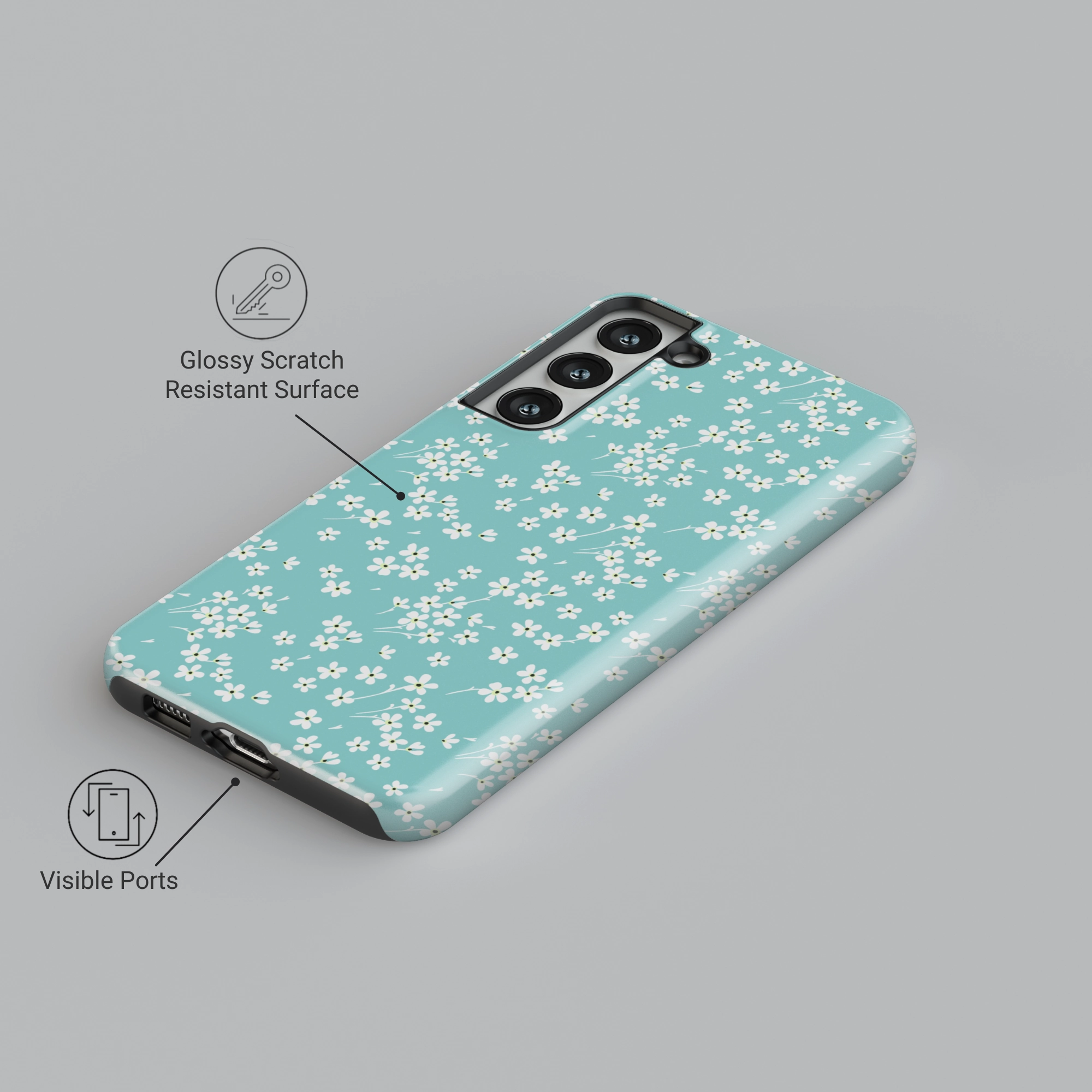 Cerulean Bloom Portable Shield Casual Wear