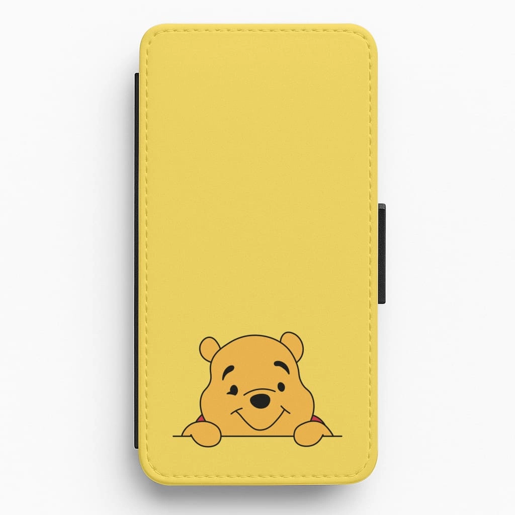 Heat resistant Soft edges Cute Bear Leaning Flip / Wallet Phone Case