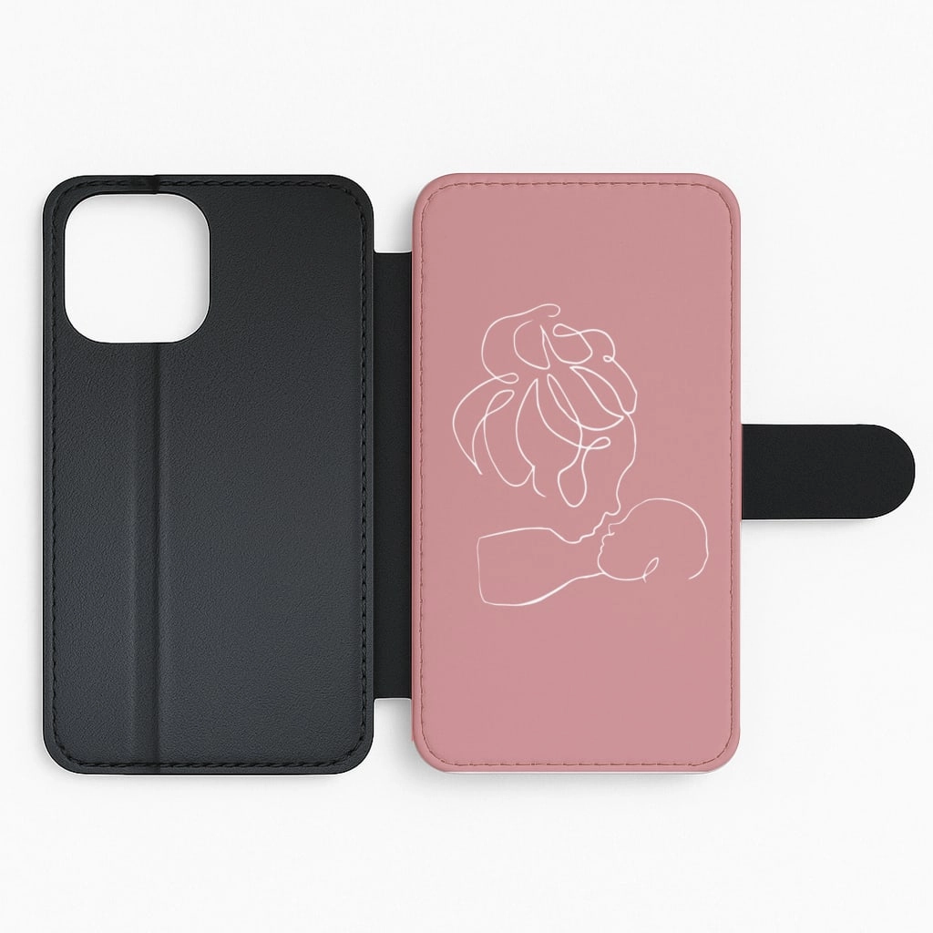 Mum Outline - Mother's Day Flip / Wallet Phone Case Minimal Surface