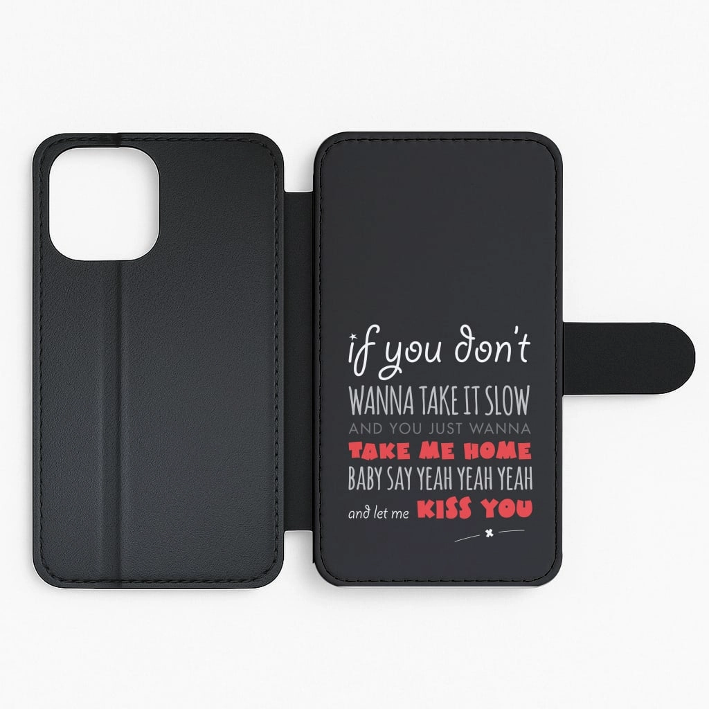 Simple Style Minimal Surface Layer Kiss You Lyrics - One Direction Flip / Wallet Phone Case