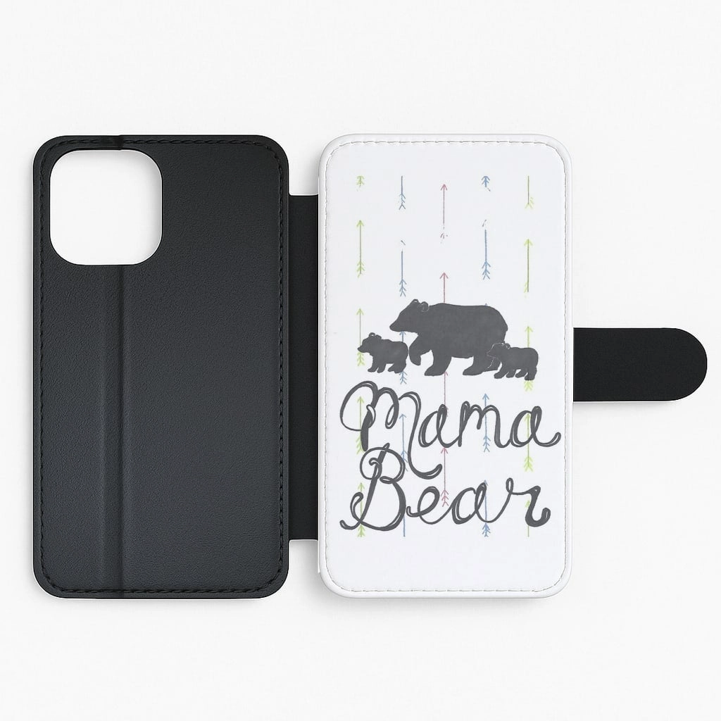 Protective Texture Finish Mama Bear Flip Wallet Phone Case