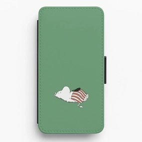 Glossy surface Polished Finish Texture Moom On Grass Flip / Wallet Phone Case