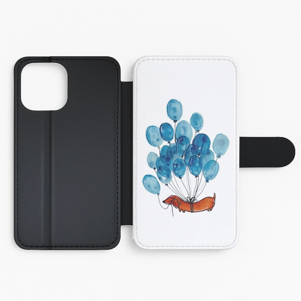Dachshund And Balloons Flip Wallet Phone Case Soft Edge Detail