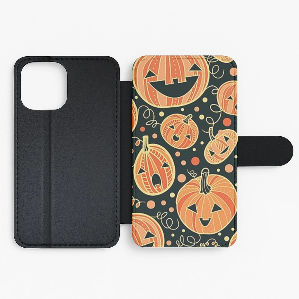 Pumpkin Pattern Flip / Wallet Phone Case Sleek Edge Design