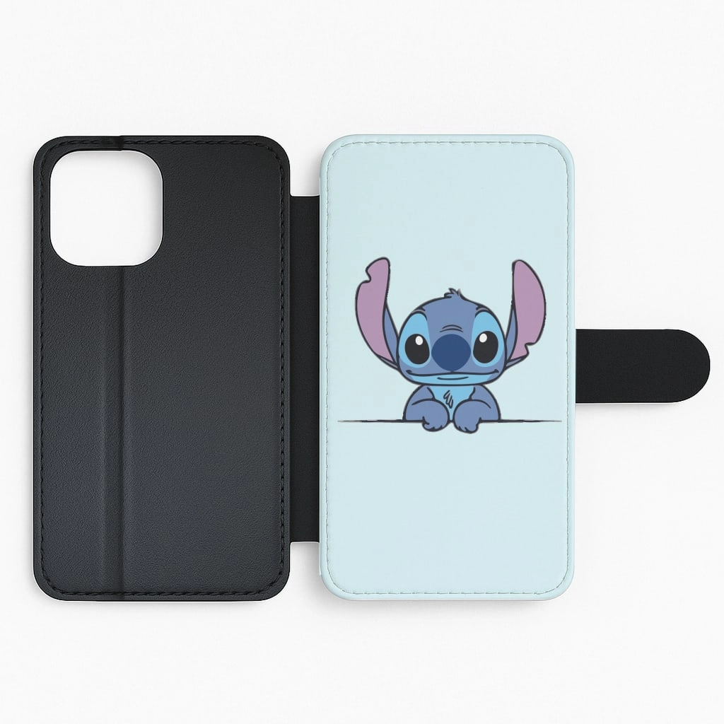 Alien Blue Leaning Flip / Wallet Phone Case Smooth Texture Polished Detail Edge