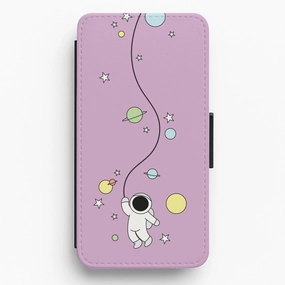 Vivid Detail Cute Hanging Astronaut Flip / Wallet Phone Case