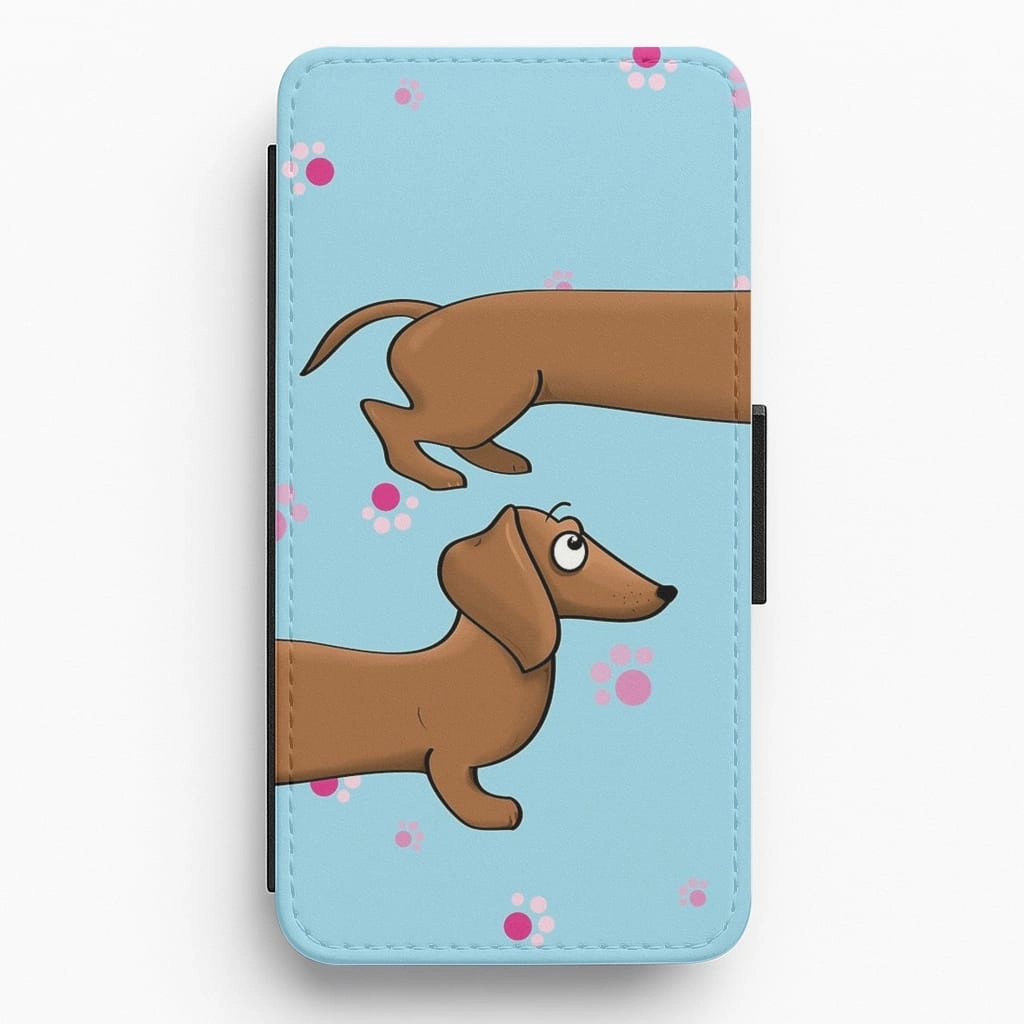Dachshund 360 Flip Wallet Phone Case Smooth Layer Texture Sleek Texture
