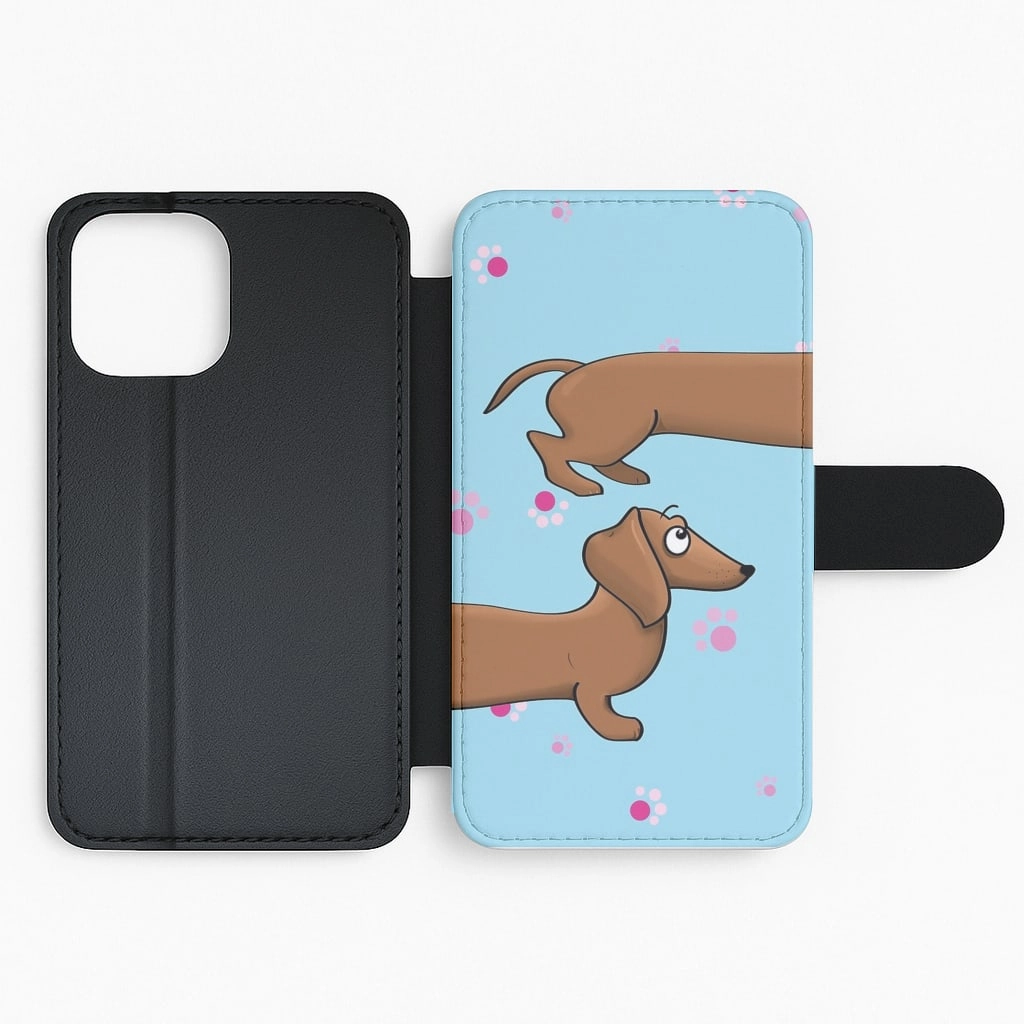 Compact Grip Comfort Shield Texture Dachshund 360 Flip Wallet Phone Case
