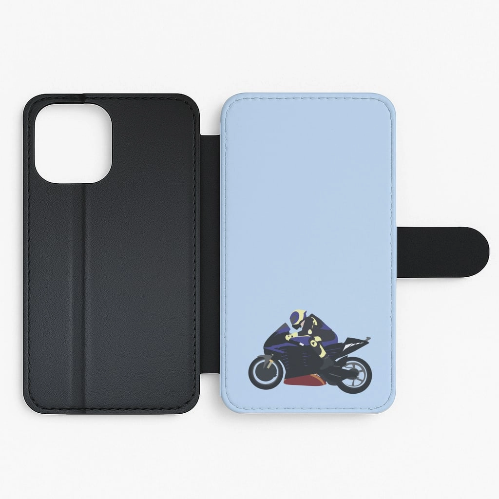 Purple Motorbike - Motorbike Flip / Wallet Phone Case Light Edge