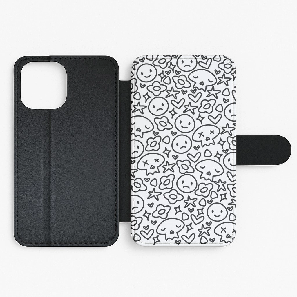 Magnetic Mount White Skulls - Skate Aesthetic  Flip / Wallet Phone Case