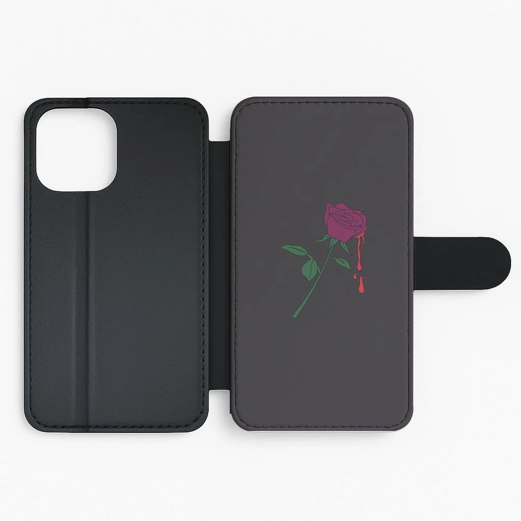 Minimal Protection Dark Pink Rose Flip / Wallet Phone Case