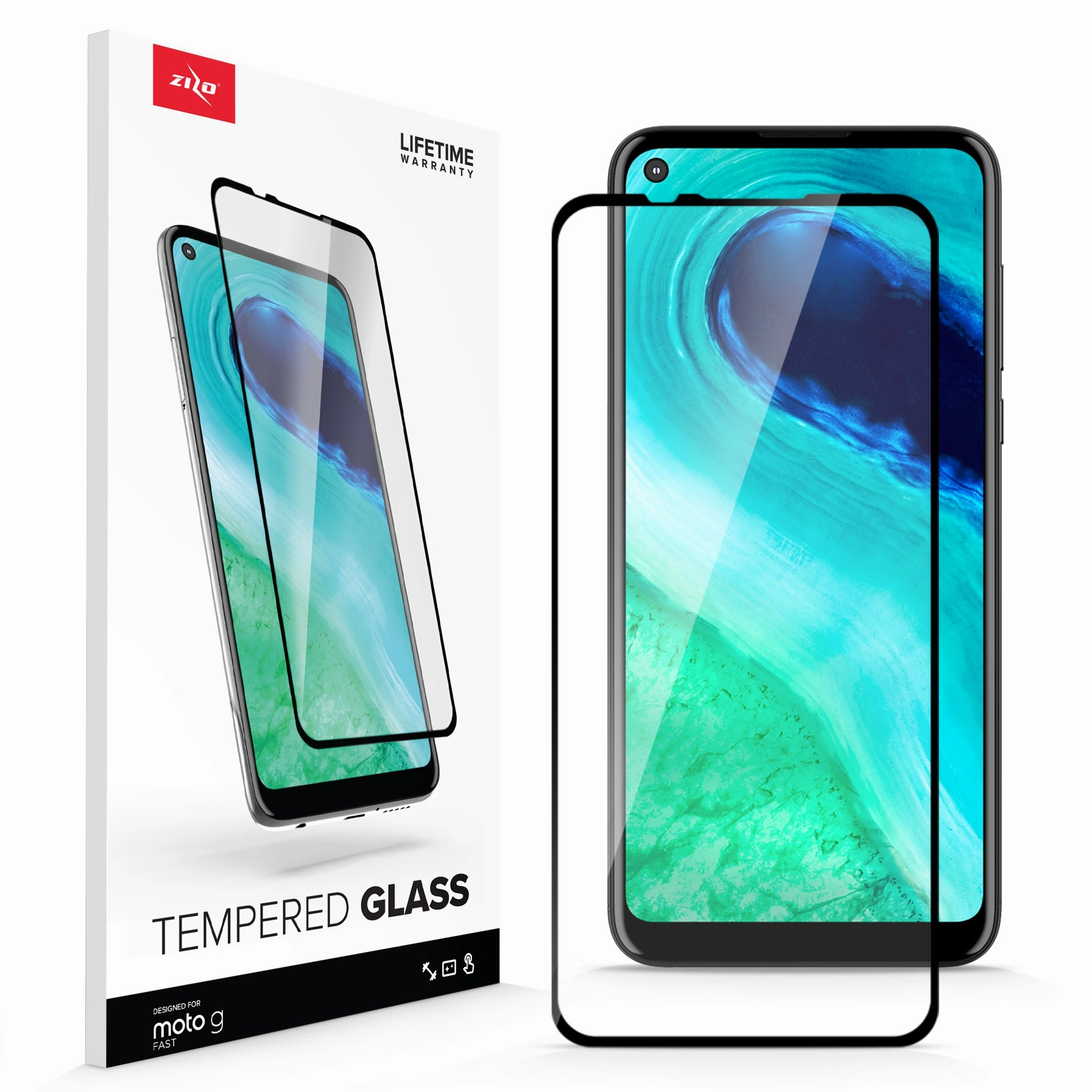 Premium Feel Layer Modern Texture Look ZIZO TEMPERED GLASS Screen Protector for Moto G Fast