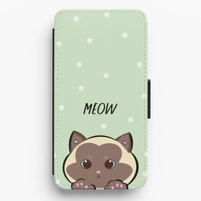 Water Resistant Meow Green - Cats Flip / Wallet Phone Case