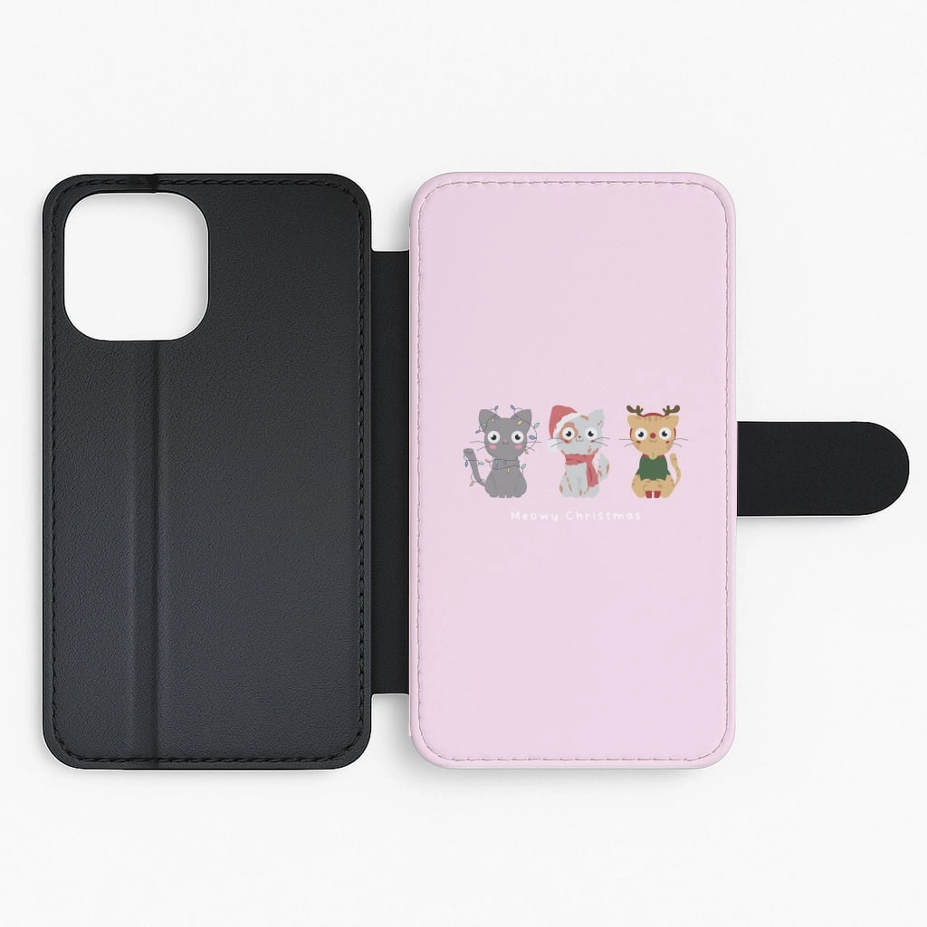 Matte Pattern Meowy Christmas  Flip / Wallet Phone Case