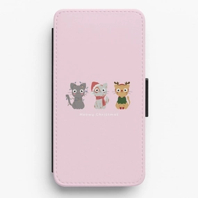 Full Coverage Matte Texture Layer Meowy Christmas  Flip / Wallet Phone Case