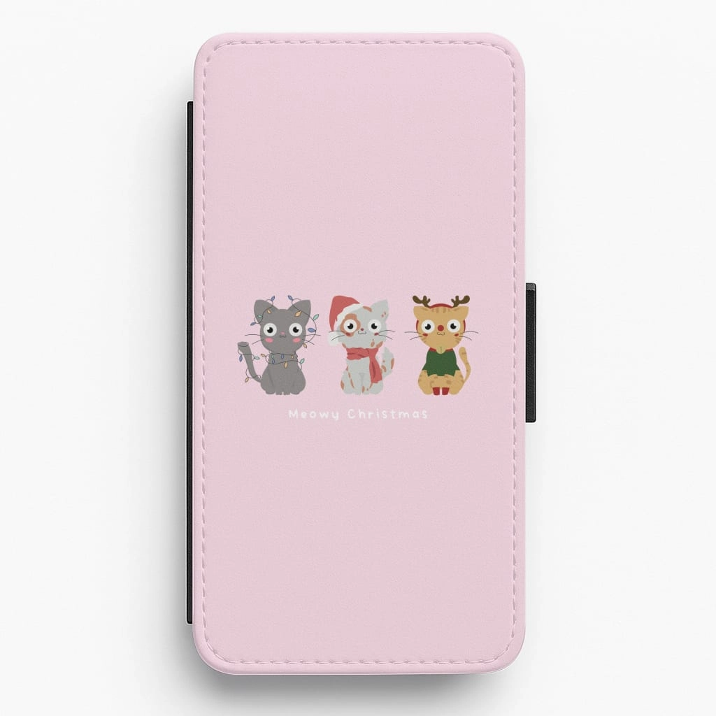 Full Coverage Matte Texture Layer Meowy Christmas  Flip / Wallet Phone Case