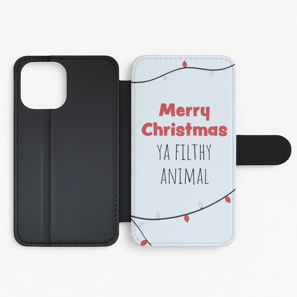 Merry Christmas Ya Filthy Animal Flip / Wallet Phone Case Hybrid Texture Design