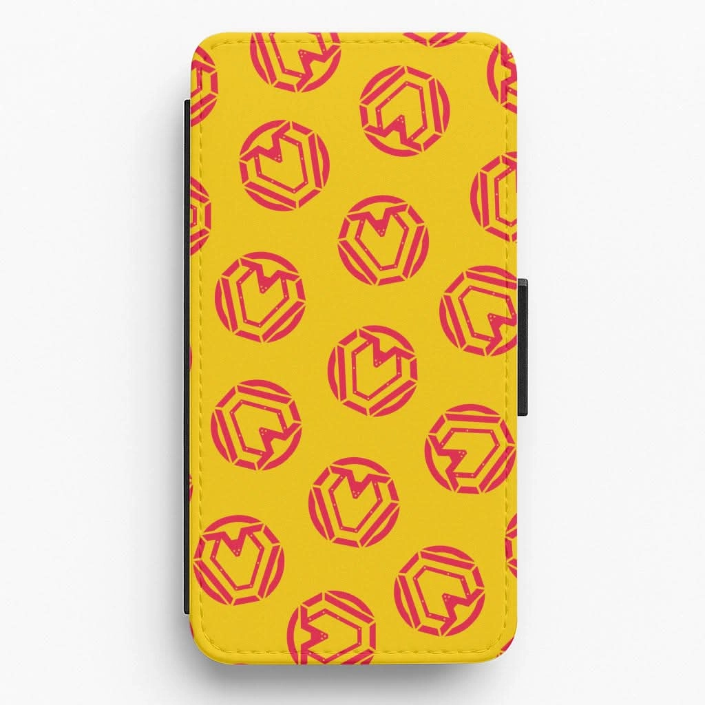Drop Shield Smooth Texture Pattern Metal Heart Pattern Flip / Wallet Phone Case
