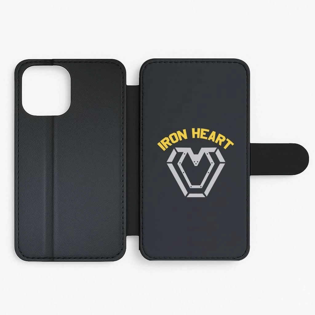 Everyday Function Durable Look Metal Hero Heart Flip / Wallet Phone Case