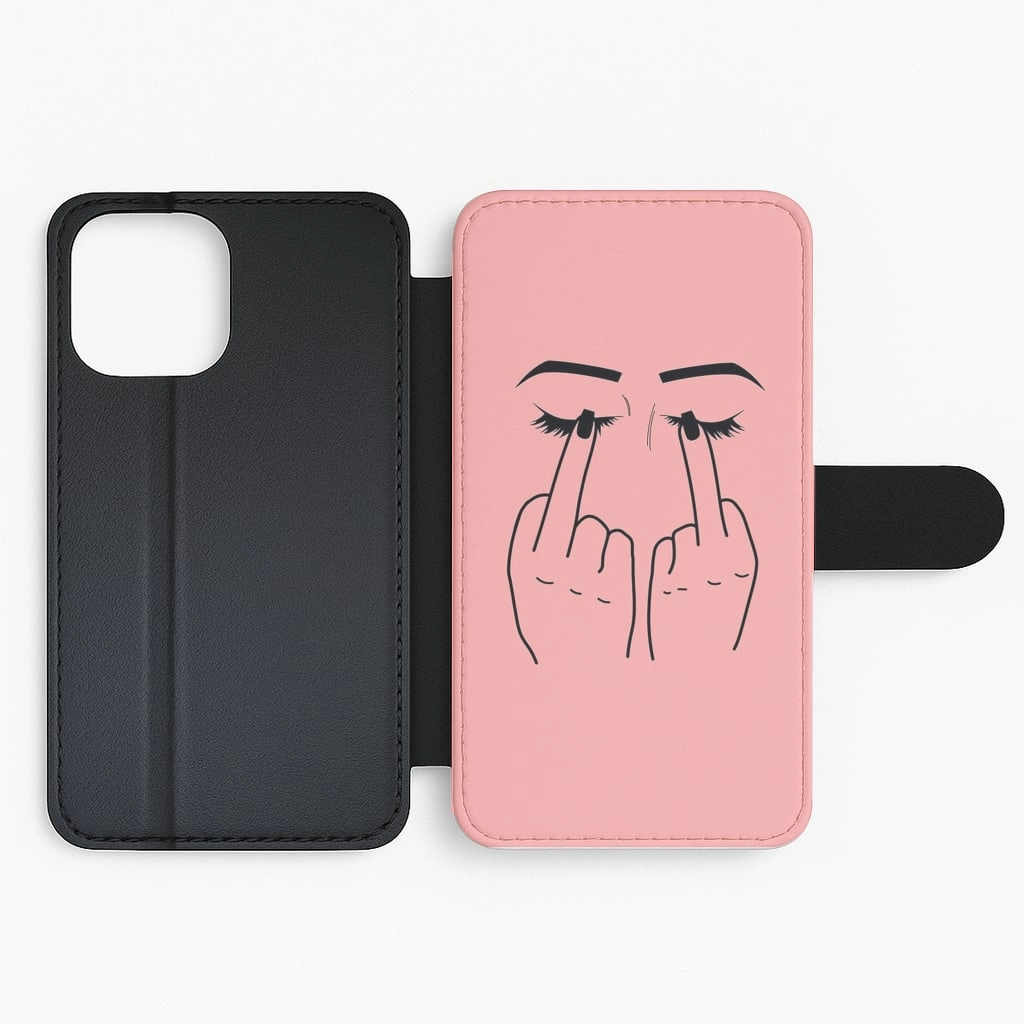 Compact Protection Middle Finger Eyes Flip / Wallet Phone Case