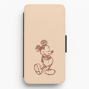 Sketched Mouse Outline Beige  Flip / Wallet Phone Case Protective Lining
